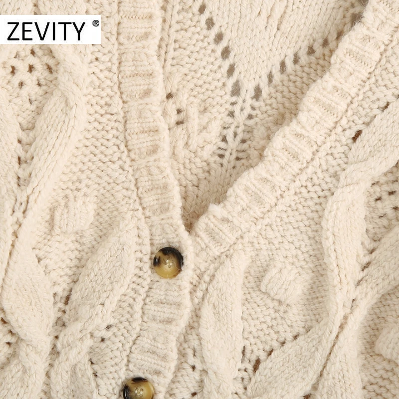 ZEVITY Naujas moterų mados v kaklo drugelio rankovės twist mezgimo atsitiktinis plonas megztinis moteriška tuščiaviduriai iš krūtinėmis megztinis viršūnes S373