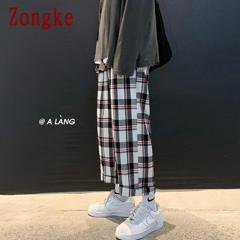 Zongke Atsitiktinis Pledas Kelnės Vyrams Japonų Drabužių Streetwear Vyrų Poilsiu Sweatpants Kelnės Vyrams Kelnes Harajuku Hip-Hop 2XL 2021