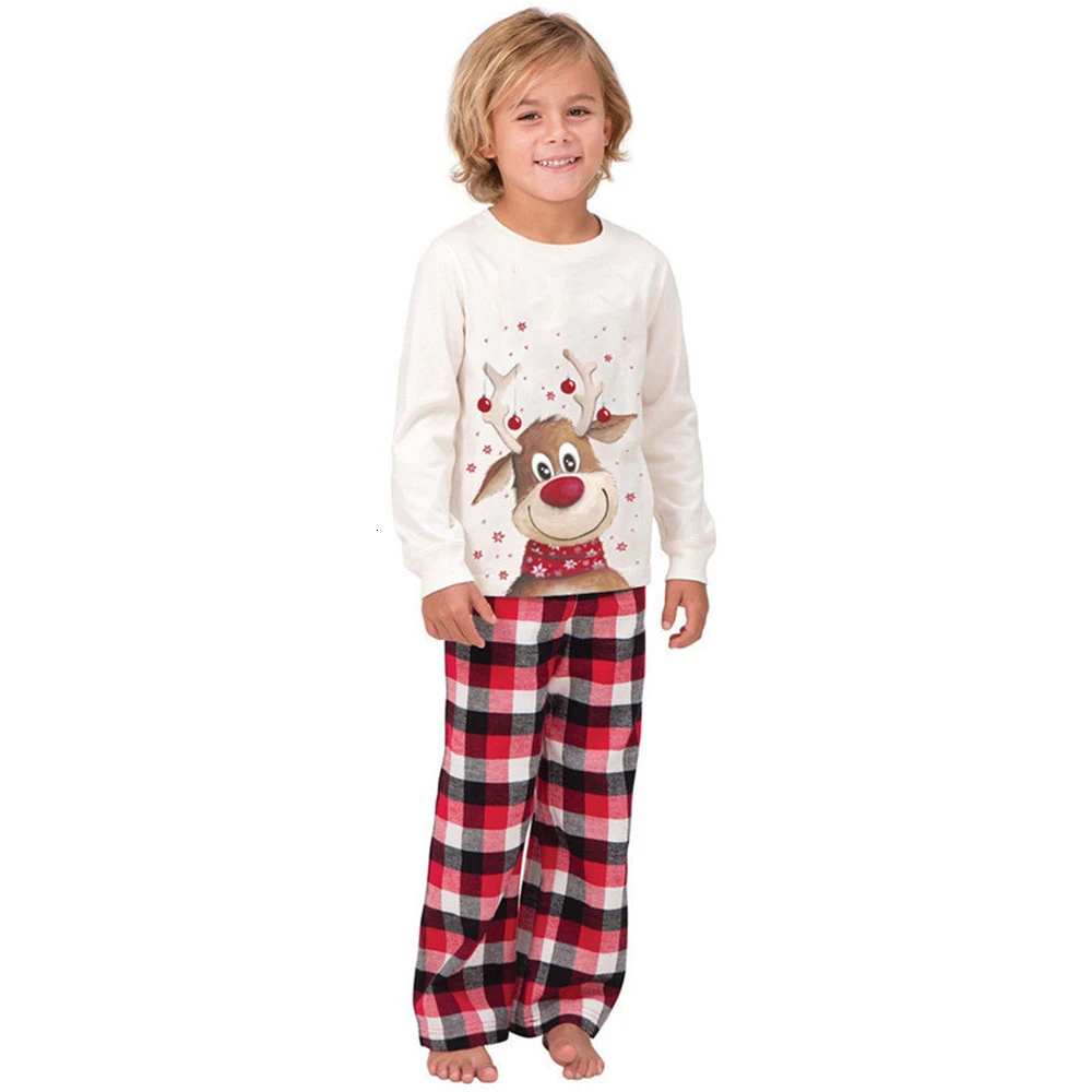 Šeimos Atitikimo Komplektus Drabužių Kalėdų Pižama Nustatyti Kalėdos Suaugusiems Vaikams Mielas Šalies Pižamos Naktiniai Drabužiai Animacinių Filmų Elnias Sleepwear Kostiumas