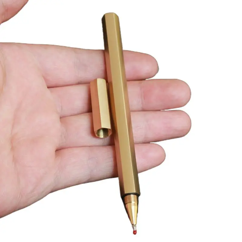 Šešiakampis 0,5 mm Gelio rašalo Rašiklis Rankų darbo Žalvario Skystu rašalu Roller ball Pen Klasikinis DXAB