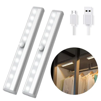 10-LED Bevielis LED Pagal Kabineto Žibintai USB Įkrovimo Jutiklis LED Apšvietimas, Miegamasis, Virtuvė, Spinta, Spintos Spintos