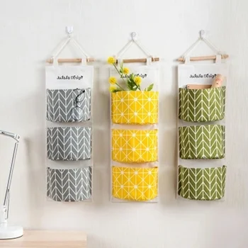 Multi-layer medvilnės skalbiniai kabo krepšys, atsparus vandeniui Durų Sieninis laikiklis laikymo spintos Rack Namų Puošybai Vonios kambarys, Virtuvė Organizatorius