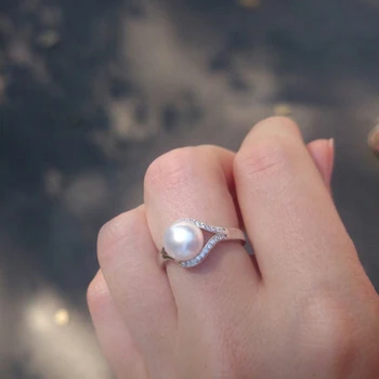 FENASY Natūralių Gėlavandenių Perlų Žiedai Moterims Naujos Mados Perlų Papuošalai Klasikinis Sidabro Spalvos Žiedas Didmeninė Daug Urmu
