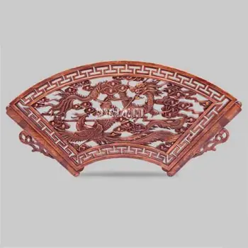 HJ-YS0115 Namų Puošybai Amatų Woodcarving Pakabukas Aukštos kokybės Medžio masyvo Kinijos Antikvariniai vėduoklės formos Sienų Apmušalai(80cm*40cm)