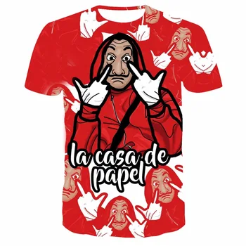 Vyrų Marškinėliai Juokinga Dizaino La Casa De Papel Marškinėliai Vyrams 3D Atspausdintas Vyrams trumpomis Rankovėmis Namas Popierius, T-Marškinėliai, Topai Hip-Hop Marškinėliai