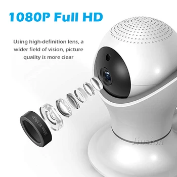 Mini WiFi Kamera, 1080P Home Security Vaizdo Camara Bebe Bevielio Lauko Naktinio Matymo VAIZDO Kamera 360 Panoraminis Kūdikio stebėjimo Kamera