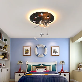 Vaikų kambario lempos erdvėlaivis berniukas miegamasis šviesos animacinių filmų kūrybos lubų lempa
