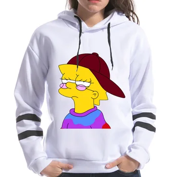 2021 m. Pavasarį Moterys Hoodies XPS Spausdinti Hip-Hop Palaidinės Harajuku Moterų ilgomis Rankovėmis Simpsons Gobtuvu
