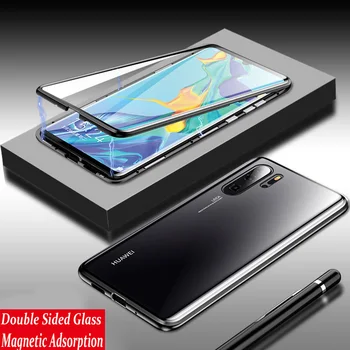 Magnetinio Adsorbcijos Atveju, Huawei 30 Lite XL 30 Lite 2020 M. 30 Pro 30 Priekinio ir Galinio Stiklo danga atveju, Huawei 30 Lite