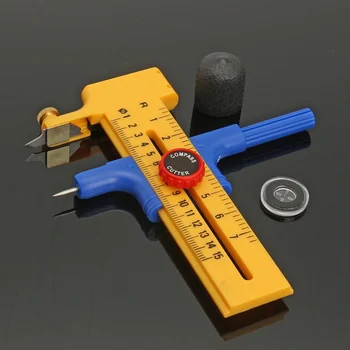 Aukštos Kokybės Reguliuojamo Kompasus Ratas Cutter 10mm-150mm su 6 Geležtės Pjovimo Popieriaus, Plėvelės, Gumos, Vinilo Oda Pjovimo Įrankis