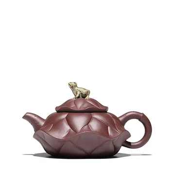Raudonos molio lotus leaf frog yixing arbatinukas raudonos smėlio arbatos puodą kung fu virdulys