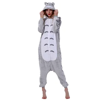 2020 Suaugusiųjų Gyvūnų Pižama Animacinių Filmų Sleepwear Kaimynas Totoro Pižama Rinkiniai Anime Kigurumi Moterys Vyrai Šiltas Flanelė Gobtuvu