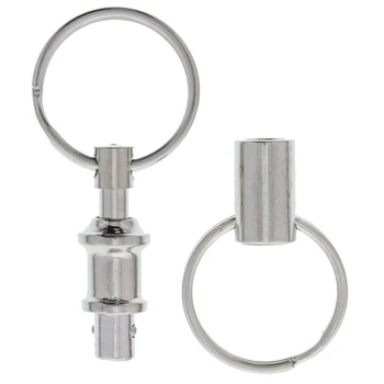 10vnt 8cm Dvigubas Nuimamas Žiedas raktams Snap Lock Turėtojas Plieno, chromuotas Pull-Be paketų prižiūrėtojų raktinę Greito Atleidimo Keychain