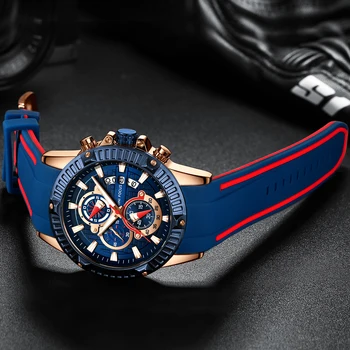 MINI DĖMESIO Mens Watches Mada Sporto Watch Top Brand Prabangos Prekės ženklo Vyrai Vandeniui Kvarco Relogio Masculino Silikono Dirželis Reloj