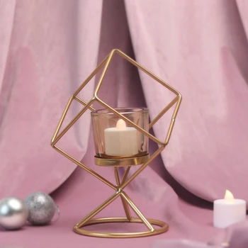 Namo šiaurės stiliaus aukso geometrijos žvakidė kambarį darbastalio apdaila romantiška accessori casa žvakidė metaliniai baldai