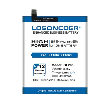 LOSONCOER 4900mAh BL265 Baterija Lenovo M Kung-Fu XT1662 Baterija MOTO M XT1663 XT1662 Telefono Baterijų Pakeitimas