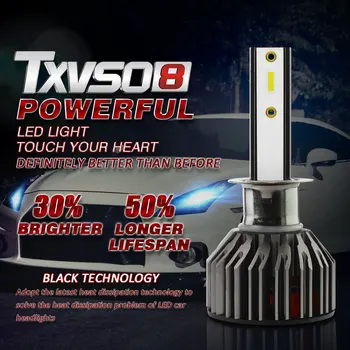 TXVSO8 6000K H1 LED Lemputes 12V SPT Turbo Apšvietimas 100W Mini Žibintai, Automobilių 2021 Aukštos Kokybės Diodų Lempos su Led Ventiliatoriai Voiture