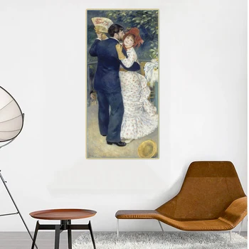 Citon Pierre Auguste Renoir《Šalies Šokių》Drobė Meno Aliejaus Tapybai Žinomų Meno, Plakato Nuotrauką Sienų Dekoras Namų Interjero Apdaila