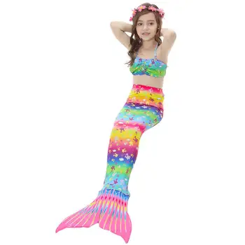 3pcs/Set Princesė Swimmable Vaikas Undinėlės Uodegos Vaikų Undinėlės Uodegą Vaikai Mergina su Bikini maudymosi kostiumėlį Cosplay Kostiumas