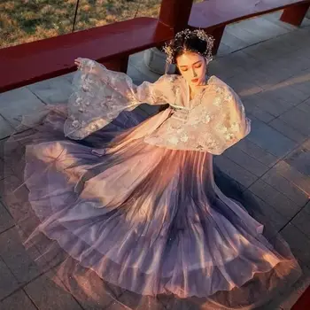 2020 Tradicinis Moterų Gėlių Hanfu Suknelė Senovės Kinų Kostiumas Gražus Šokis Hanfu Originale Princesė Tang Dinastijos Skraiste
