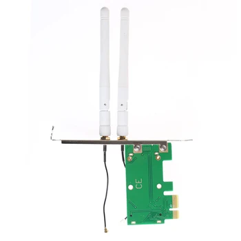 Belaidžio Wifi Tinklo plokštė Mini PCI-E, PCI-E 1X Desktop Adapter + 2 Antenos