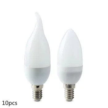 10vnt/daug 3W LED Šviesos 25W Halogeninę Lemputę Pakeisti E14 Šviestuvai Bazinė LED Lemputes, Virtuvė, Šiltas šaltai Balta C35L C35 3W Žvakė
