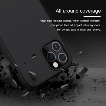 NILLKIN Magnetinės Silikoninės Atveju iPhone, 12 mini/12Pro Max Slim Full Oda Palaiko Belaidžio Įkrovimo Atsparus Įbrėžimams