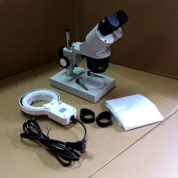 30X 60X Žiūronų Stereo Pramonės Mikroskopas su 220V 8W Liuminescencinės Šviesos Žiedas Elektronikos Remontas