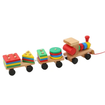 Naujas 2019 Vaikų Vystymosi Kūdikių Žaislai, Mediniai Traukinio Sunkvežimių Nustatyti Geometrinis Blokai Nuostabi Dovana Žaislas