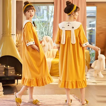 Japonija ir Pietų Korėja vasaros trumparankoviai medvilnės nightdress namų paslauga mergina saldus mielas animacinių filmų viduryje, ilgis medvilnės ilgas sijonas