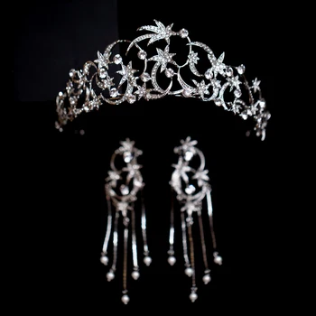 HIMSTORY Naujausias Sidabro Spalvos Star kalnų krištolas Bridal Crown Vestuvių galvos Apdangalai Mados Kristalų Princesė Plaukų Aksesuarai