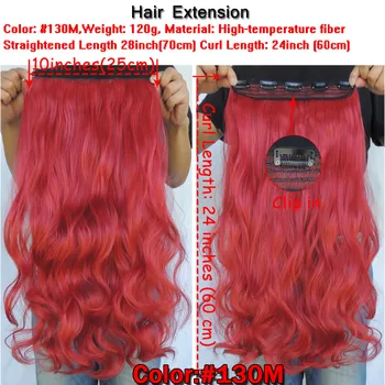 Wjj12070/130m 2 Gabalas Xi.Uolų perukai, Plaukų Pratęsimo Sintetinių Barrettes Įrašus Plėtiniai Garbanotas Staigius Hairpiece Rose Red