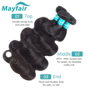 Mayfair 13x4 Kūno Bangų Paketų Su Priekinės 3pcs Žmogaus Plaukų Ryšulius Su Priekinės Brazilijos Plaukų Priekinės Su Ryšulių Ne Remy