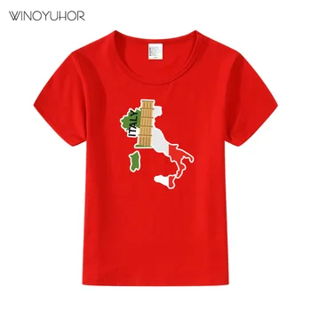 2020 Naujas Vasaros Berniukų T Medvilnės Marškinėliai trumpomis Rankovėmis Marškinėlius Juokingas Italijos Žemėlapį, Print T-marškinėliai Vaikams Mergaitėms Viršūnes Tee Drabužiai