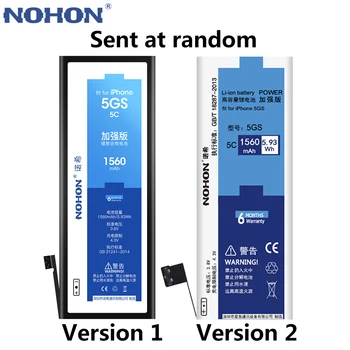 NOHON Telefono Baterija Apple iPhone 5S 5C 5 5G 4 4G 4S 4GS Pakeitimo Li-Polimero Baterijos Realias galimybes Bateria už iPhone5S