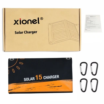 Xionel Nešiojamų Foldable15W Dual USB Saulės Įkroviklis su Labai Efektyvus Sunpower Saulės Skydelis