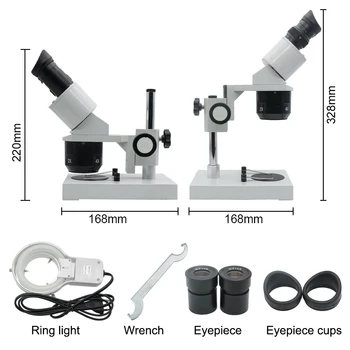 10X-20X-30X-40X Žiūronų Stereo Mikroskopas Apšviestas Pramonės Mikroskopu w/ WF10X Okuliaro Laikrodžių Taisymo PCB Tikrinimo