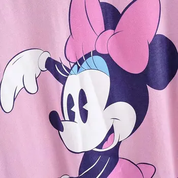 Disney Elegantiškos Mados Minnie, Mickey Mouse Animacinių Filmų Spausdinti Atsitiktinis Rožinė Moterys T-Shirt Saldus O-Kaklo Megztinis Trumpomis Rankovėmis Prarasti Tee Viršų