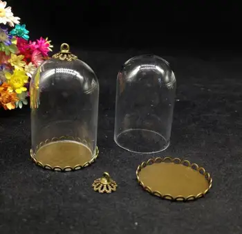 100vnt 38*25mm skaidrus vamzdelis jar stiklo gaublys su nėrinių lovelio dangtelis nustatyti stikliniai buteliukai pakabukas stiklo butelis karoliai 