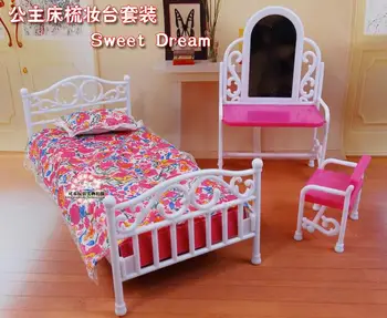 Originalą lova princesė barbie miegamojo baldai 1/6 bjd doll priedai odininkas dress up nustatyti žaislą dovanų