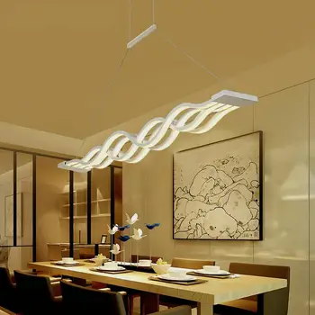 (Laivų, iš ES) 80W led banga pakabukas šviesos Modernūs minimalistiniai šviestuvai sustabdyti lempos Valgomasis Gyvenamasis kambarys Kabo šviesa