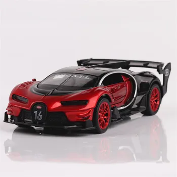 1/32 Lydinio Diecast Bugatti Veyron GT Automobilio Modelį Raudona/Mėlyna/Geltona Su Garso ir Šviesos Surinkimo Automobilių Žaislai Berniukas Vaikų Dovanų