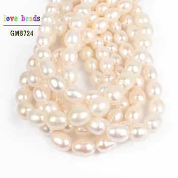 AAA Natūralios Baltos spalvos Gėlavandenių Perlų Ovalios, Apvalios Granulės už Apyrankės Karoliai 