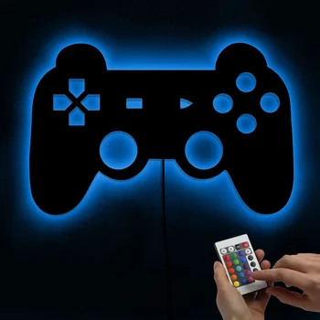 Gamepad Valdytojas Sienos Veidrodis Su LED Apšvietimu Kreiptuką Žaidimas Dekoratyvinis Veidrodis Vaizdo Žaidimas Retro Arcade Namų Dekoro Žaidėjai Dovana