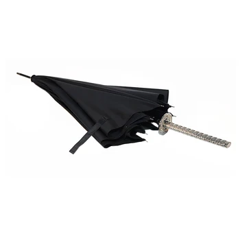Geriausiai parduodamas prekės ženklo skėtis juodasis samurajus 8 kaulų samurajus kardas, skėtis, lietus ir lietus ilga rankena pusiau automatinis skėtis