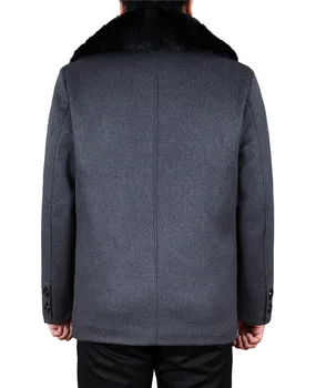 Vyrų Žiemos paltai, viena breasted vilnos kailis, mišrių drabužių ir vidutinio amžiaus šiurkščiavilnių vilnos (3XL 4XL)
