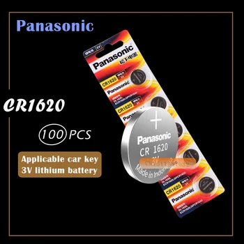 100VNT Panasonic CR1620 Mygtuką Ląstelių Monetos Baterijų CR1620 Automobilį Nuotolinio Valdymo Elektros, Signalizacijos 3V Ličio Baterija