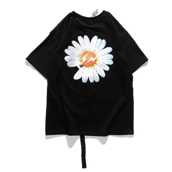 PEACEMINUSONE T-shirt G-DRAGON Daisy marškinėliai Vasarą, Pavasarį, Vyrams, Moterims, Hip-Hop Tee PEACEMINUSONE Logotipas Spausdinti Viršūnės