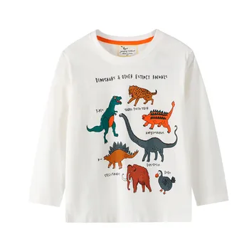 Šokinėja metrų 2-7t kūdikių berniukų, mergaičių pavasario rudens drabužiai spausdinti gyvūnų cartooon ilgomis rankovėmis t shiers aukščiausios kokybės vaikams viršūnės