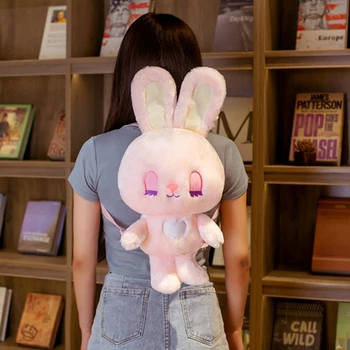Mielas Pink, White Rabbit Pliušinis Kuprinė Iškamšos Ilgas Ausis Bunny Girl Mokyklos Maišą Apkabinti Žaislas Vaikams, Gimtadienio, Kalėdų Dovana